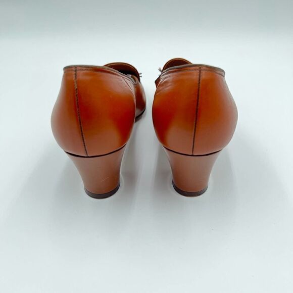 Velvet Step Vintage 1950’s Tan Brown Leather Women Heels Size 6.5 - Picture 8 of 12